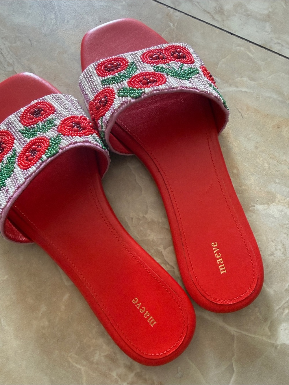 maeve x Anthropologie cherry slider sandal shoes red and pink size 39 // US 8 - Picture 3 of 6
